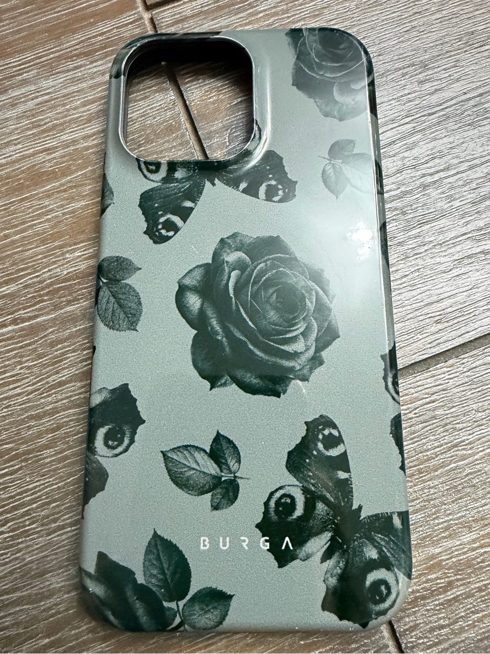 Burga Grey & Black Floral Rose & Butterfly iPhone 16 Pro Max Mag Safe Case